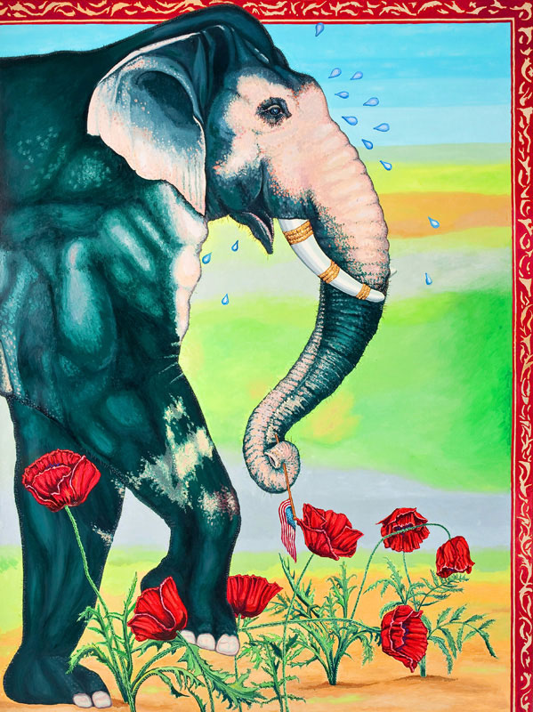 With Poppies, 2013, oil on Canvas, 96 x 72"  